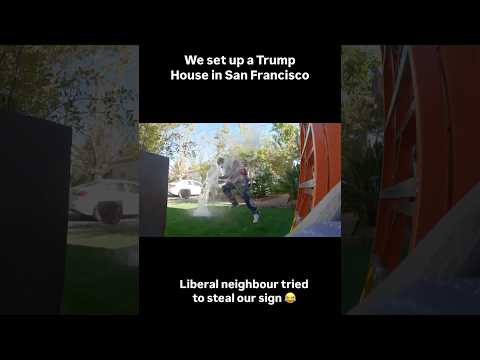 LIBERAL TRIES TO STEAL OUR DONALD TRUMP SIGN 💦