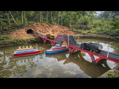 Epic Miniature Drawbridge in Action | Trucks & Ships Meet on the Water