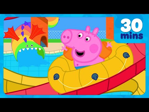 George Goes Down The Very Big Slide 🛝 Water Park Fun 💦 Peppa Pig Full Episodes | 30 Minutes