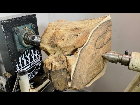 Amazing rustic woodturning: Watch this black walnut transform!🪵✨