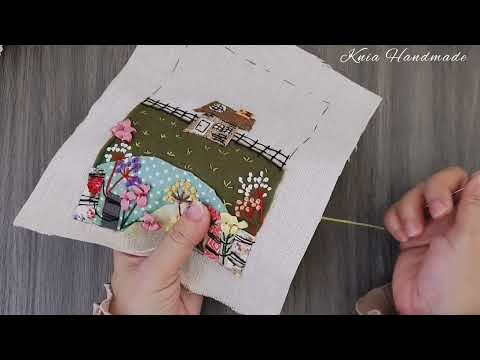 DIY Patchwork Home Decor Embroidery -  Embroidered Fabric Scraps Design - Gift Idea