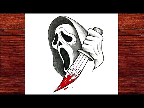 Easy Horror Art: Draw the Ghostface Mask & Bloody Knife | Beginner Pencil Sketch