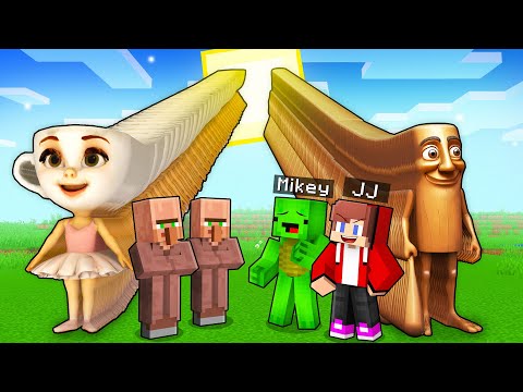 JJ and Mikey vs VILLAGERS: LONGEST Steal a Brainrot  BATTLE in Minecraft - Maizen