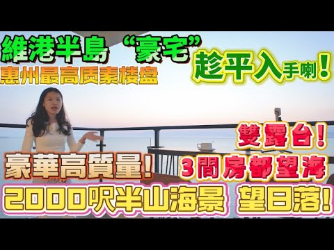【十里銀灘·維港半島】2000呎半山海景“豪宅”！超靓無敵一線海景望日落！雙露台！3間房都望海|惠州最高质素楼盘|價格降咗成架寶馬！趁平入手喇！#養老#退休#度假#海邊#惠州房產#筍盤
