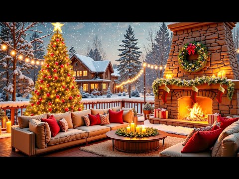 Christmas Background Music with Warm Crackling Fireplace to Relax ππ₯ Beautiful Christmas Ambience