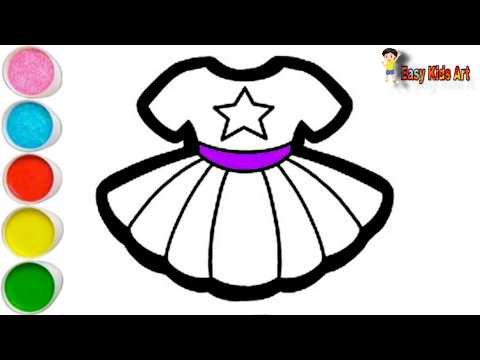 🌈 Coloring a Cute Princess Dress 👗 | Easy Kids Art & Painting Tutorial