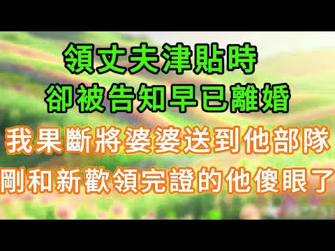領丈夫津貼時，卻被告知早已離婚，我果斷將婆婆送到他部隊，剛和新歡領完證的他傻眼了！ #情感故事 #為人處世 #生活经验