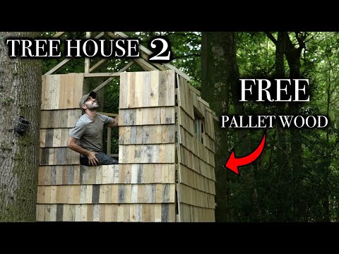 Building a Tree House with Free Pallet Wood: Cheap Off Grid Project (PART 2)