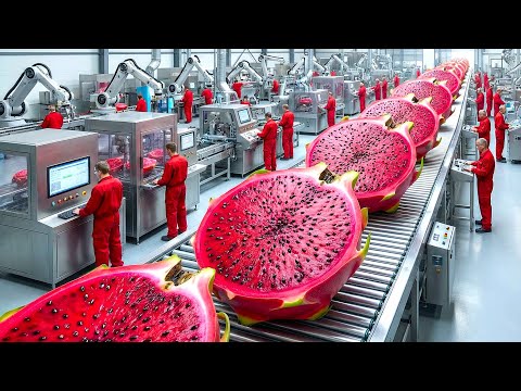 Inside the Red Dragon Fruit Canning Factory | How Fresh Dragon Fruit Is Processed