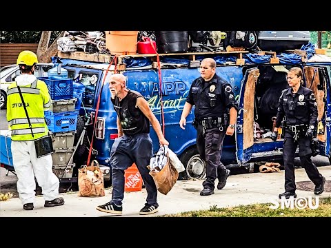 Police Impound Unregistered Van During Homeless Encampment Cleanup in Venice
