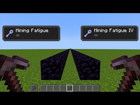 netherite pickaxe + mining fatigue vs obsidian