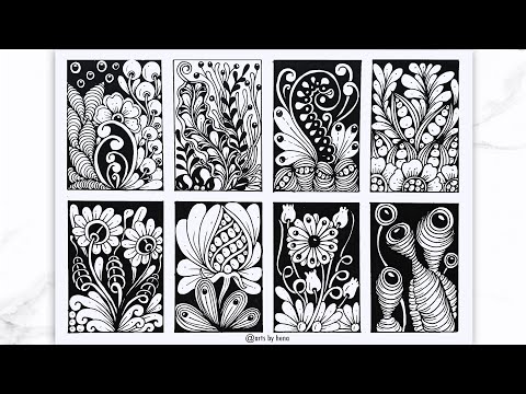 8 Zentangle Art For Beginners | ZentangleArt| Doodle Art