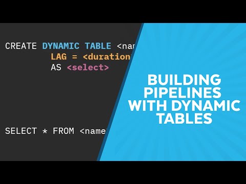 Building Pipelines with Dynamic Tables