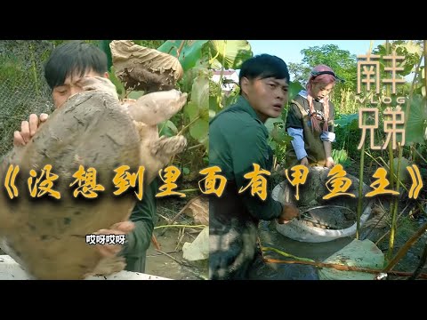 【南豐兄弟捕魚VLOG】在村裏荒廢的蓮花塘裏放自製大網，沒想到裏面有甲魚王！