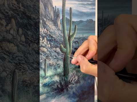 Adding details to my desert painting 🌵🎨 #shorts #painting #art #artist