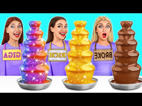 ريتش مقابل بروك مقابل تحدي غيغا للأغذية الغنية | حيل غذائية رائع Multi DO Challenge