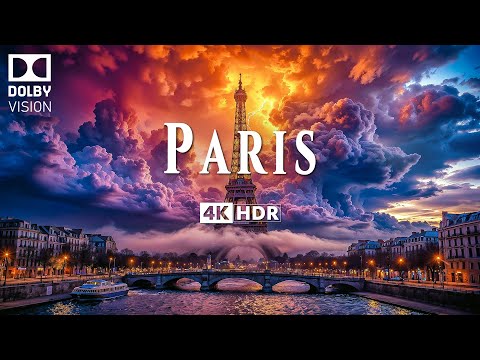 PARIS 4K ULTRA HD [60FPS] • Fly Over the City of Lights with Inspiring Cinematic Music
