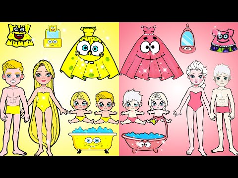 Học Làm Búp Bê Giấy - Elsa Và Rapunzel Trang Trí Khu Vui Chơi Spongebob - Câu Chuyện Của Barbie