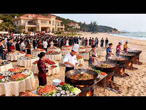 来福州海边参加农村百万婚礼，一万块钱一桌的农村海鲜大席，太丰盛了【我是忐忑妞】
