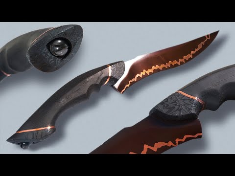 Making the "Moonlight" - Black Damascus Knife
