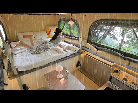 🚛LUXURY TRANSFORMATIVE HOUSE TRUCK CAMPING IN THE RAIN