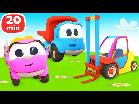 Лева Грузовичок и его супер-мастерская! Строим, летим, поливаем! Мультики для детей про машинки
