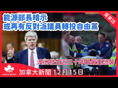 【加拿大新聞 12月15日】能源部長暗示或再有反對派議員轉投自由黨| 安省推數十億元旅業大計 冀尼亞加拉瀑布成世界級景點| 十一月全國房屋銷量按年跌逾一成| 澳洲爆近三十年最嚴重恐襲