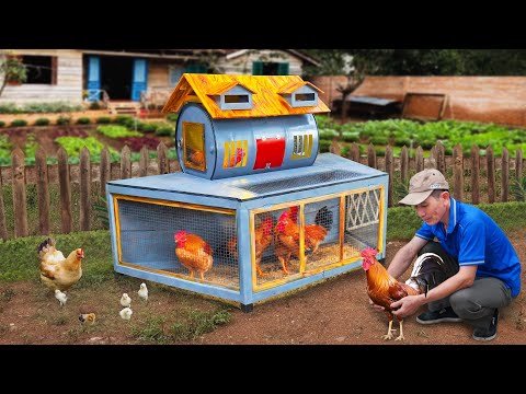 Turn old iron barrel and wood into amazing chicken coop | Cattle house project