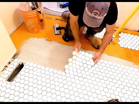 Bathroom remodel - Part 2 - Hexagon Tile and Grout