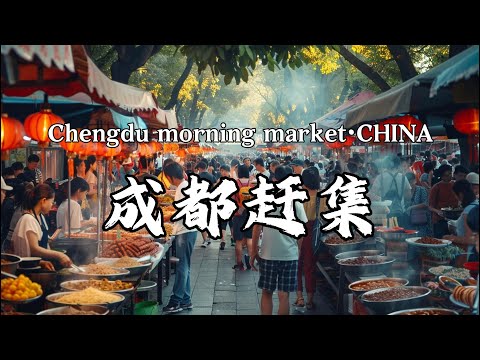 成都赶集，决绝子凉皮/现炸香酥鸡/糖油果子/小米锅贴/小白糕/小龙虾/白斩鸡/卤鹅/炸小鱼/各式糕点/硕大的桑葚/当季的樱桃，成都街头美食，Chengdu morning market·CHINA