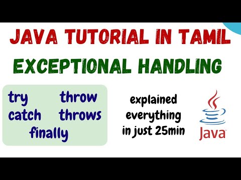 50) Exceptional Handling in Java | try | catch | throw | throws | finally | Tamil | Example program