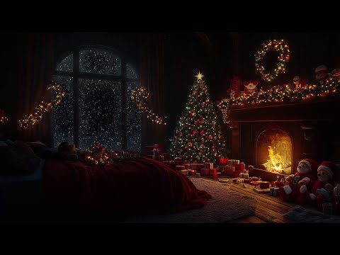 Bedroom Christmas Atmosphere🎁Fireplace & Winter Snowfall for Sleep & Relaxation🔥