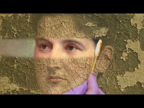 A Pro Meticulously Restores A Damaged Oil Painting
