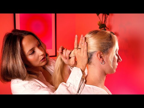 ASMR Back of the class hair play and light makeup ✨ make-up bag rummaging, braiding, gentle touching
