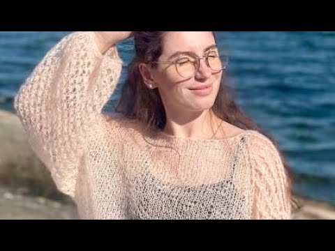 Воздушная паутинка регланом сверху вниз