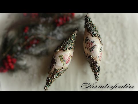 Christmas tree decorations. / Bożonarodzeniowe ozdoby choinkowe. Decoupage tutorial.