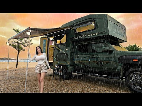 🚐 Luxury Motorhome Camping in the Rain