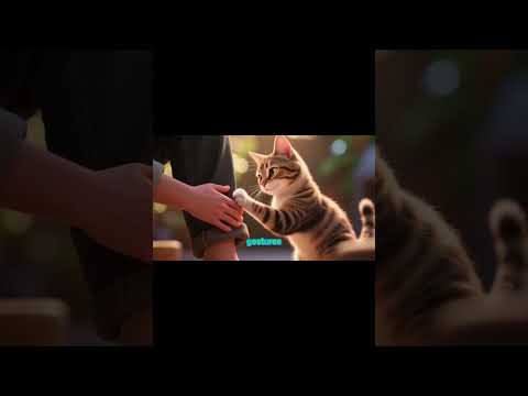 Man Reaches Out to Touch Cat’s Paw Indoors  ✨  #sumycat #cat #catbehavior #catpsychology