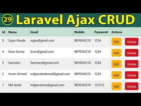 Laravel CRUD Operation using Ajax and jQuery  |  Step-by-Step Guide for Beginners in Hindi