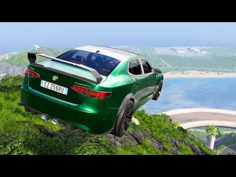 Realistic Car Cliff Drops #49 - BeamNG Drive Crashes | CrashBoomPunk