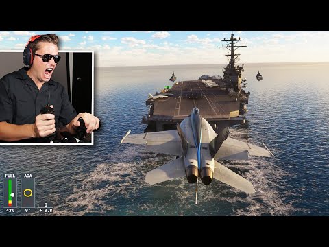 LANDING A FIGHTER JET ON AN AIRCRAFT CARRIER - Microsoft Flight Simulator Top Gun DLC