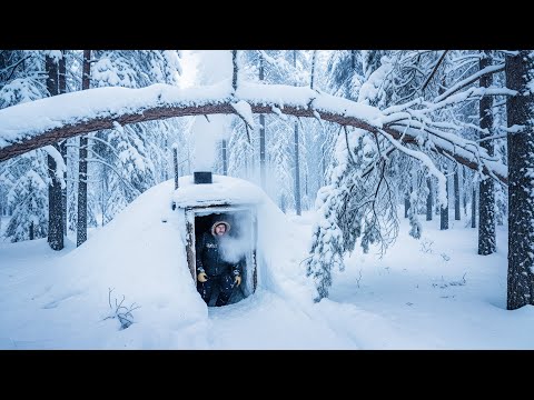 2 Days Surviving Under Snow - Secret Forest Shelter in Extreme Winter