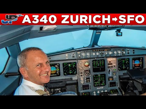 Swiss Airbus A340-300 Cockpit Zurich🇨🇭 to San Francisco🇺🇸
