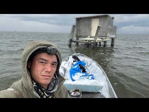 24 HOURS sleeping in a duck blind during a blizzard