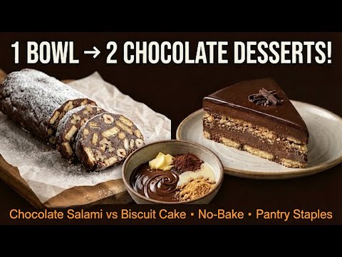 I Made 2 Desserts With 1 Bowl — Chocolate Salami & Biscuit Cake (No-Bake!)