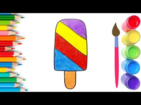 How To Draw cute Ice-cream Drawing, Painting & Coloring For Kids and Toddlers_🌈🎨 🐋