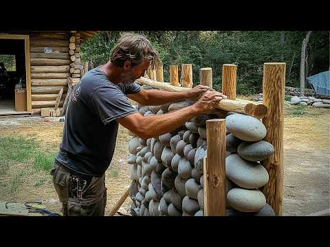 Man Builds CABIN with STONES and LOGS in the Forest | by @Bogdan in the forest ​