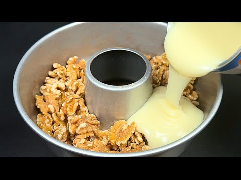 Schlagen Sie Kondensmilch mit Nüsse! Das beste französisch Dessert ohne Backen!