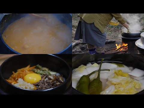 Korean Bibimbap/Korean Winter Countryside Daily Life/Korean Country Cuisine/Korean Pumpkin Porridge