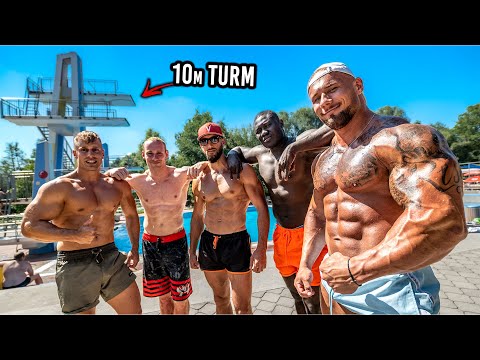 Wir gehen Turmspringen aber John kann nich schwimmen